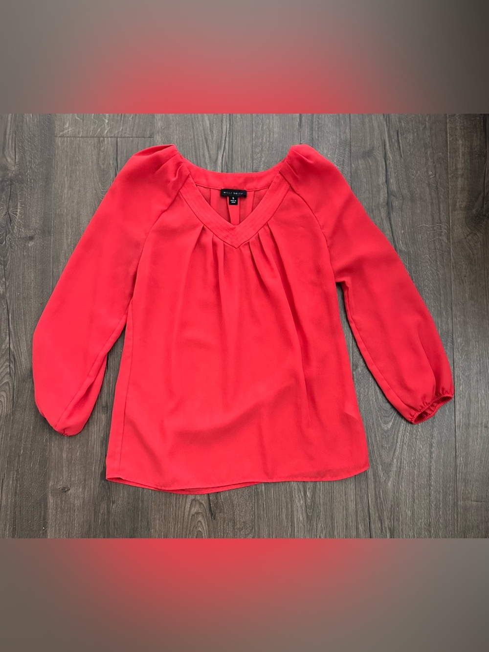Willi Smith Red/Orange V-Neck Blouse
